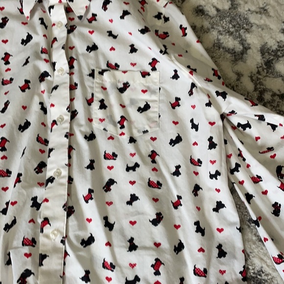 Cute vintage style button up Scottie dog heart top - Picture 3 of 4